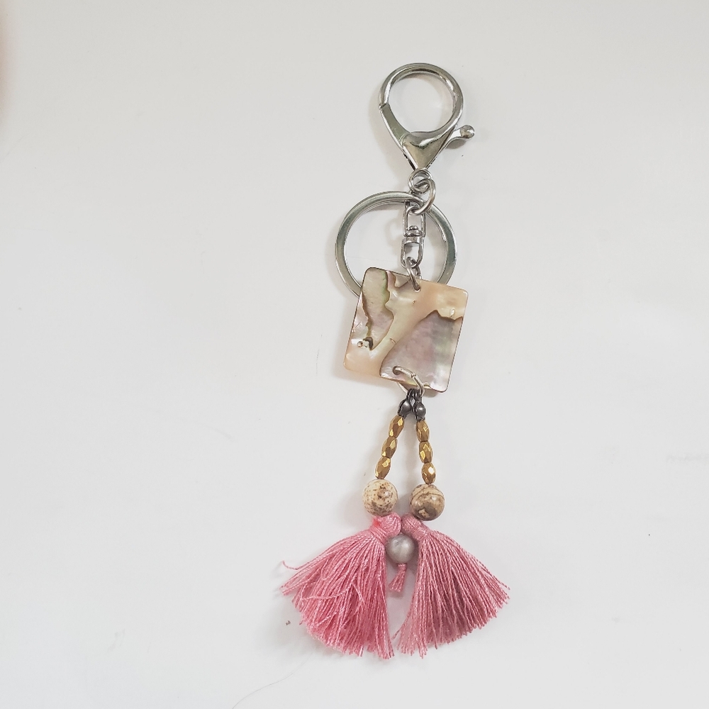 Abalone Bag Charm Key Ring NIP
